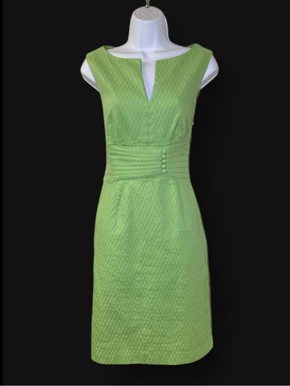 Kay Unger Spring Green Textured Sheath Dress